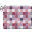 USA Americana Patchwork Red White & Blue Quilt Canvas Cosmetic Bag (XXXL) View1