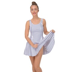 Mattress Ticking Narrow Striped Pattern In Usa Flag Blue And White Inside Out Casual Dress by PodArtist