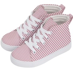 Mattress Ticking Narrow Striped Usa Flag Red And White Kid s Hi-top Skate Sneakers by PodArtist