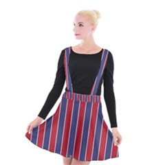 Large Red White And Blue Usa Memorial Day Holiday Pinstripe Suspender Skater Skirt by PodArtist