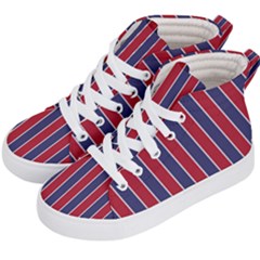 Large Red White And Blue Usa Memorial Day Holiday Pinstripe Kid s Hi-top Skate Sneakers by PodArtist