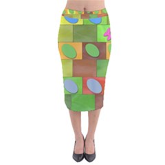 Easter Egg Happy Easter Colorful Velvet Midi Pencil Skirt by Sapixe