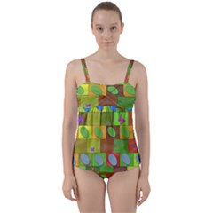 Easter Egg Happy Easter Colorful Twist Front Tankini Set by Sapixe