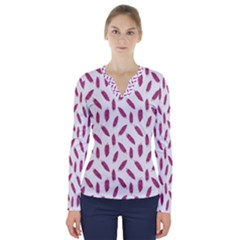 Cacao Fruits Pattern V-neck Long Sleeve Top by dflcprints