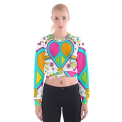 Love Peace Feelings Nature Cropped Sweatshirt by Sapixe