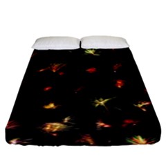 Fireworks Christmas Night Dark Fitted Sheet (king Size) by Sapixe