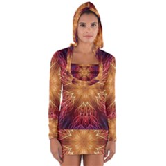 Fractal Abstract Artistic Long Sleeve Hooded T-shirt by Sapixe