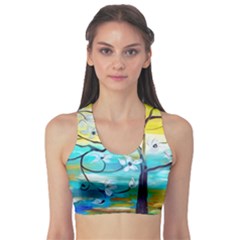 Oil Painting Tree Flower Sports Bra by Sapixe