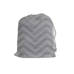 White Fabric Pattern Textile Drawstring Pouches (large)  by Sapixe