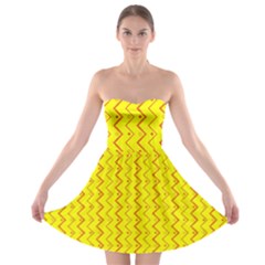 Yellow Background Abstract Strapless Bra Top Dress by Nexatart