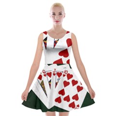 Poker Hands   Royal Flush Hearts Velvet Skater Dress by FunnyCow