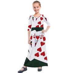 Poker Hands   Royal Flush Hearts Kids  Quarter Sleeve Maxi Dress by FunnyCow