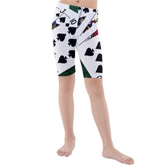 Poker Hands   Royal Flush Spades Kids  Mid Length Swim Shorts by FunnyCow