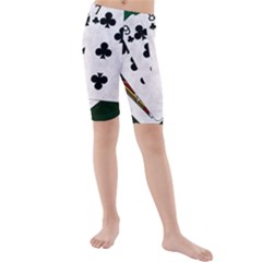 Poker Hands   Straight Flush Clubs Kids  Mid Length Swim Shorts by FunnyCow