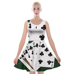 Poker Hands   Straight Flush Clubs Velvet Skater Dress by FunnyCow