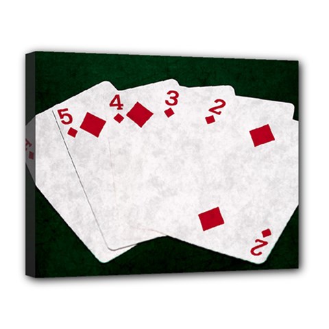 Poker Hands   Straight Flush Diamonds Canvas 14  X 11  by FunnyCow