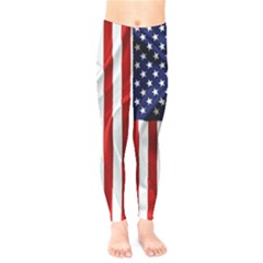 American Usa Flag Vertical Kids  Legging by FunnyCow