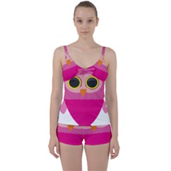 Sowa Owls Bird Wild Birds Pen Tie Front Two Piece Tankini by Sapixe