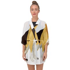 Black Yellow Dog Beagle Pet Half Sleeve Chiffon Kimono by Sapixe