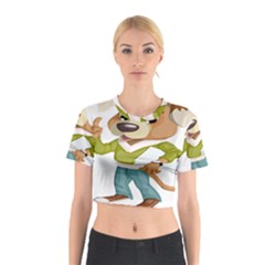 Dog Pet Dressed Point Papers Cotton Crop Top by Sapixe