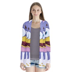 Bird Violet Beak Feather Fun Drape Collar Cardigan by Sapixe