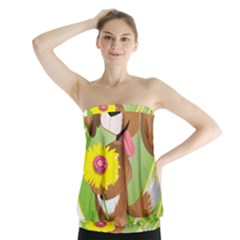 Dog Character Animal Flower Cute Strapless Top by Sapixe