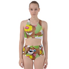 Dog Character Animal Flower Cute Racer Back Bikini Set by Sapixe