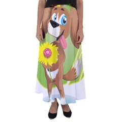 Dog Character Animal Flower Cute Flared Maxi Skirt by Sapixe