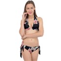 Beautiful tropical Black Pink Florals  Tie It Up Bikini Set View1