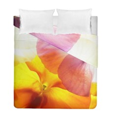 Big Colorful Tropical Yellow And Purple  Duvet Cover Double Side (full/ Double Size) by flipstylezfashionsLLC