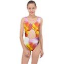 Big colorful tropical yellow and purple  Center Cut Out Swimsuit View1