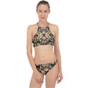 Beautiful seamless brown Tropical Flower Design  Racer Front Bikini Set View1