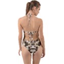 Gorgeous brown Rustic design by kiekie strickland Halter Cut-Out One Piece Swimsuit View2