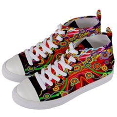 Colorful Artistic Retro Stringy Colorful Design Women s Mid-top Canvas Sneakers by flipstylezfashionsLLC