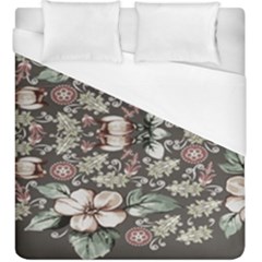 Seamless Pink Green And White Florals Peach Duvet Cover (king Size) by flipstylezfashionsLLC