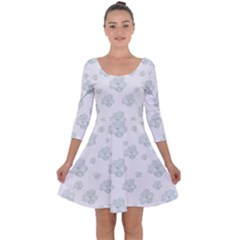 Pastel Floral Motif Pattern Quarter Sleeve Skater Dress by dflcprints