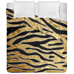 Golden Vector Embossed Golden Black Zebra Stripes Duvet Cover Double Side (california King Size) by flipstylezfashionsLLC