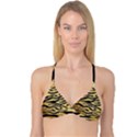 Golden vector embossed golden black zebra stripes Reversible Tri Bikini Top View1