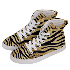 Golden Vector Embossed Golden Black Zebra Stripes Women s Hi-top Skate Sneakers by flipstylezfashionsLLC