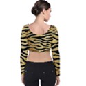 Golden vector embossed golden black zebra stripes Velvet Crop Top View2