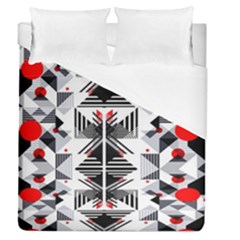 Retro Geometric Red And Black Triangles  Duvet Cover (queen Size) by flipstylezfashionsLLC