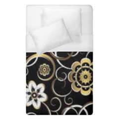 Beautiful Gold And White Flowers On Black Duvet Cover (single Size) by flipstylezfashionsLLC