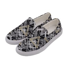 Retro Black And White Gold Design By Kiekiestrickland Women s Canvas Slip Ons by flipstylezfashionsLLC