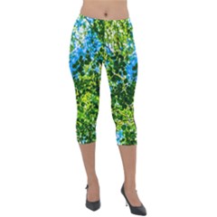 Forest   Strain Towards The Light Lightweight Velour Capri Leggings  by FunnyCow