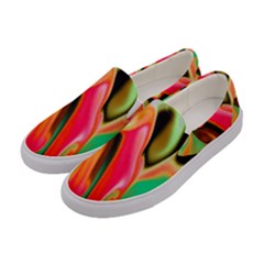 Catch The Waves Smoky Red Orange Haze  Women s Canvas Slip Ons by flipstylezfashionsLLC