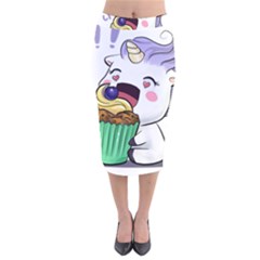 Cupcake Unicorn Velvet Midi Pencil Skirt by Lhiondaig