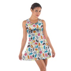 Funny Cute Colorful Cats Pattern Cotton Racerback Dress by EDDArt