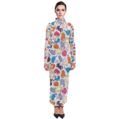 Funny Cute Colorful Cats Pattern Turtleneck Maxi Dress by EDDArt