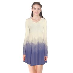 Cloudy Foggy Forest With Pine Trees Long Sleeve V-neck Flare Dress by genx