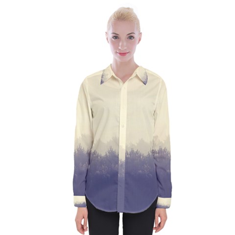 Cloudy Foggy Forest With Pine Trees Womens Long Sleeve Shirt by genx